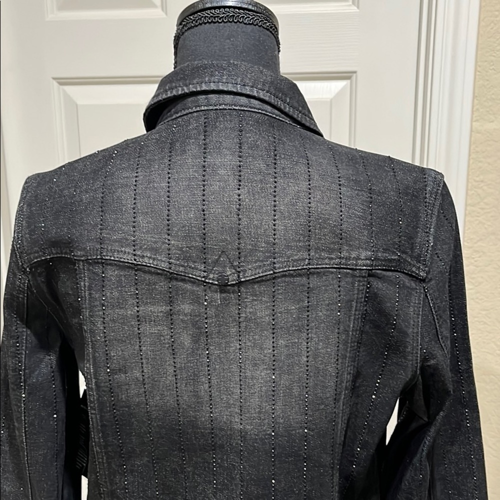 Liverpool Black Rhinestone Jean Jacket Sz S - Picture 15 of 17
